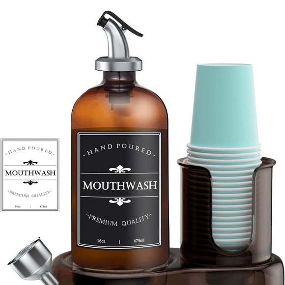 Bronze bathroom organizer mouthwash and toothbrush set - Picture 10 of 10